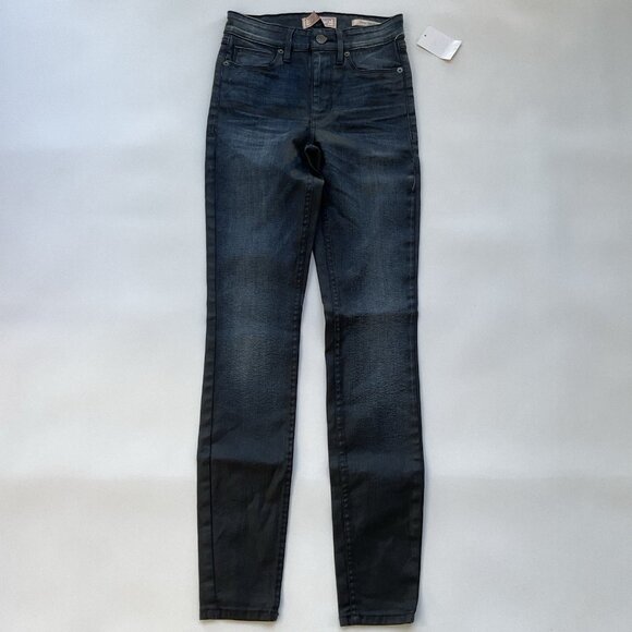 Guess Women’s 1981 High Rise Skinny Jeans Dark Blue Coated Finish Size 24 - Picture 2 of 12